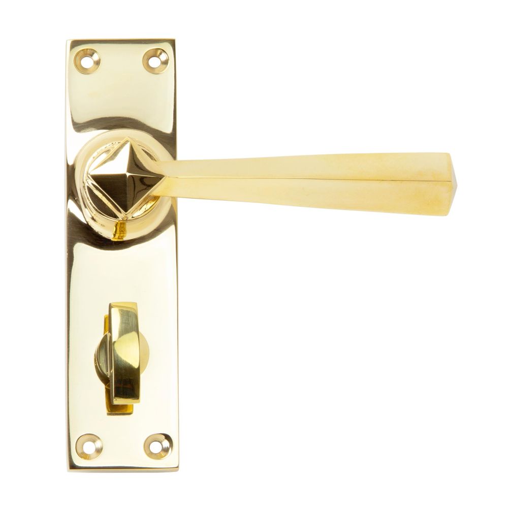 High quality image of From The Anvil - Polished Brass Straight Lever Bathroom Set | Sku. 91971 | Trade Door Handles, Kendal.