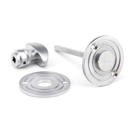 This is an image showing From The Anvil - Satin Chrome Round Bathroom Thumbturn available from trade door handles, quick delivery and discounted prices