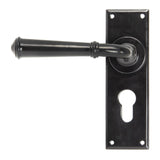 This is an image showing From The Anvil - Black Regency Lever Euro Lock Set available from trade door handles, quick delivery and discounted prices