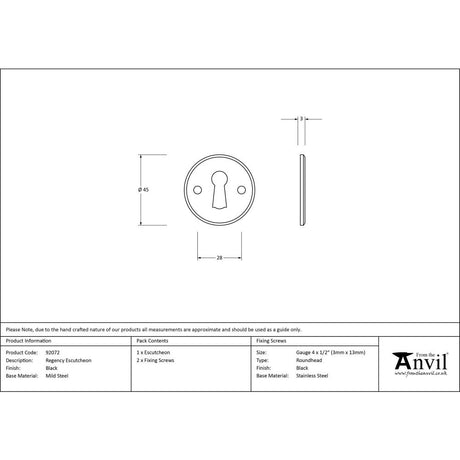 This is an image showing From The Anvil - Black Regency Escutcheon available from trade door handles, quick delivery and discounted prices