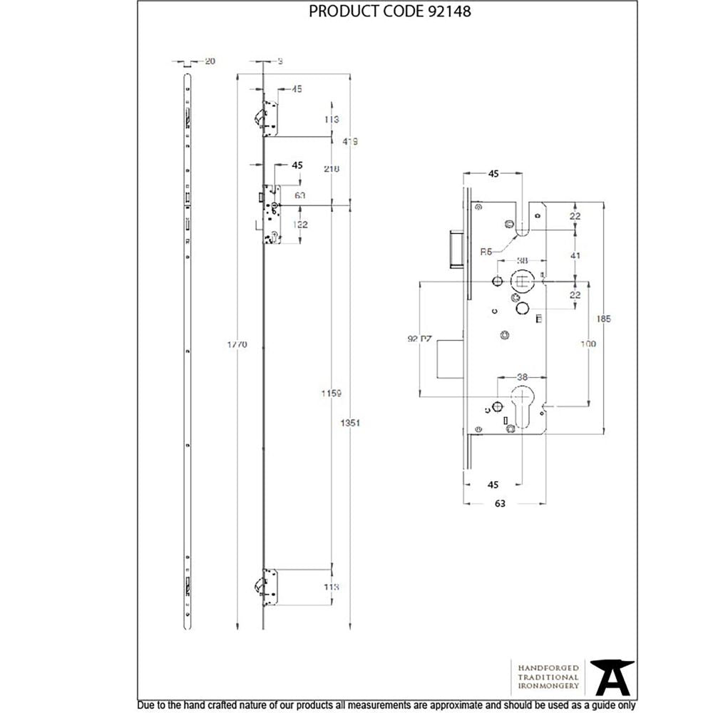 This is an image showing From The Anvil - BZP Winkhaus 1.77m AV2 RH Heritage Lock 45mmBS available from trade door handles, quick delivery and discounted prices