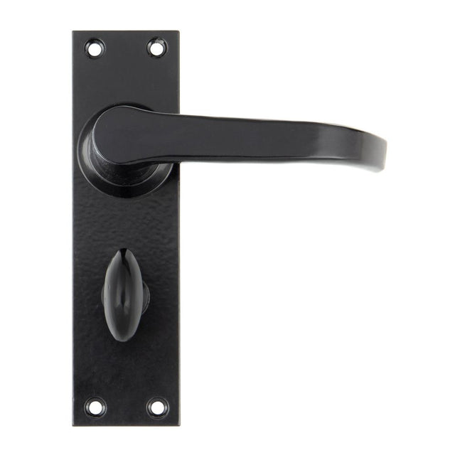 This is an image showing From The Anvil - Black Deluxe Lever Bathroom Set available from trade door handles, quick delivery and discounted prices