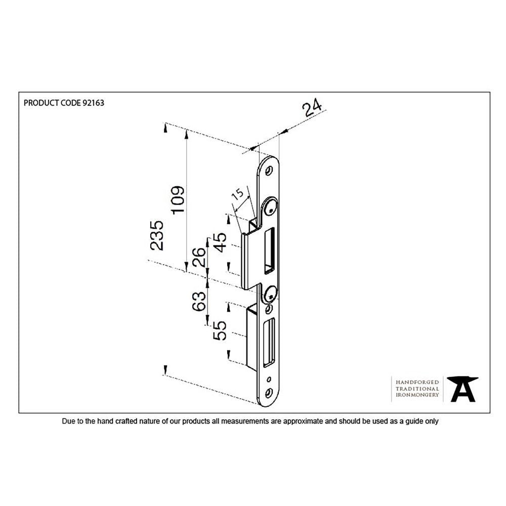 This is an image showing From The Anvil - BZP Winkhaus Centre Latch Keep RH 44mm Door available from trade door handles, quick delivery and discounted prices