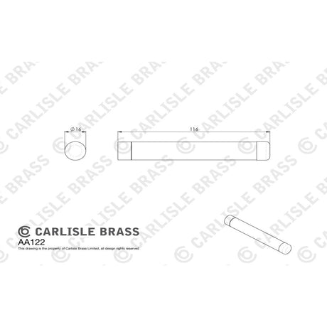 This image is a line drwaing of a Carlisle Brass - Cylinder Pattern Door Stop - without Rose - Polished Chrome available to order from Trade Door Handles in Kendal