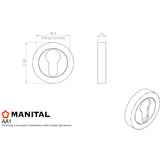 This image is a line drwaing of a Manital - Euro Profile Escutcheon - Polished Brass available to order from Trade Door Handles in Kendal