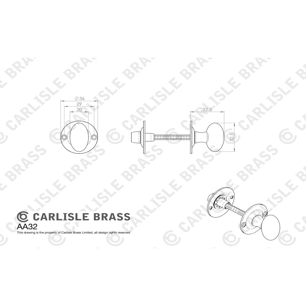 High quality image of Carlisle Brass - Oval Thumb Turn with Coin Release - Satin Chrome | Sku. aa32sc | Trade Door Handles, Kendal.