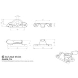 This image is a line drwaing of a Carlisle Brass - Fitch Pattern Sash Fastener (Locking) - Satin Chrome available to order from Trade Door Handles in Kendal