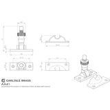 This image is a line drwaing of a Carlisle Brass - Brighton Pattern Sash Fastener - Polished Brass available to order from Trade Door Handles in Kendal