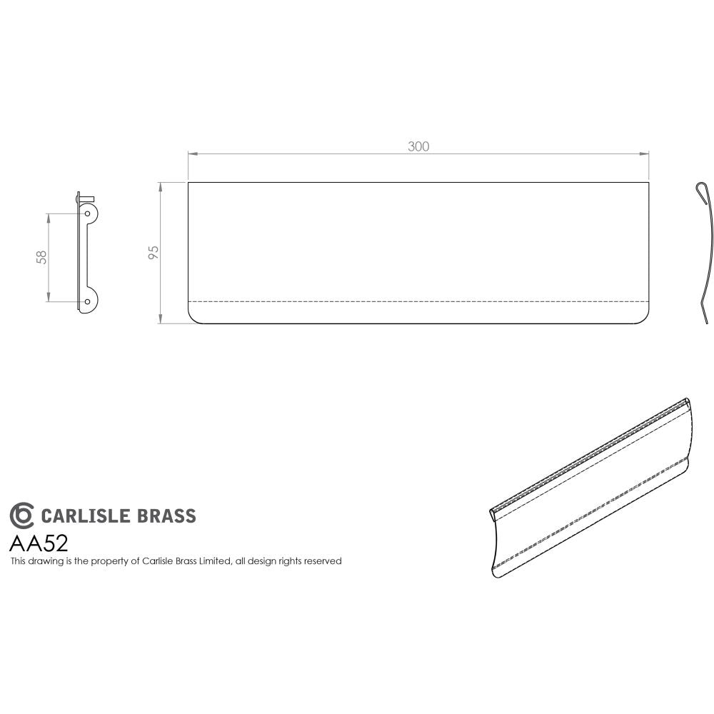 This image is a line drwaing of a Carlisle Brass - Letter Tidy 300 x 93mm - Stainless Steel available to order from Trade Door Handles in Kendal