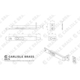 This image is a line drwaing of a Carlisle Brass - Sunk Slide Flush Bolt - Satin Nickel available to order from Trade Door Handles in Kendal