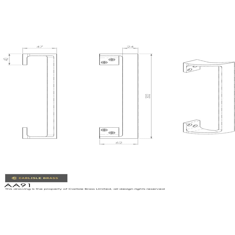 High quality image of Carlisle Brass - Cranked Pull Handle - Polished Brass | Sku. aa91 | Trade Door Handles, Kendal.