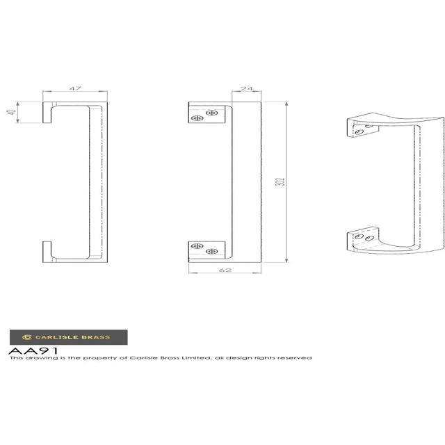 High quality image of Carlisle Brass - Cranked Pull Handle - Polished Brass | Sku. aa91 | Trade Door Handles, Kendal.