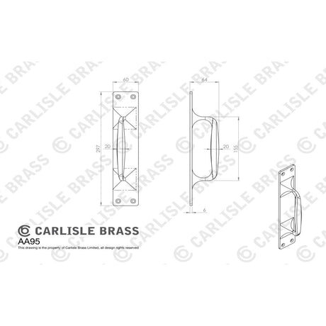 High quality image of Carlisle Brass - Cast Pull Handle - Polished Brass | Sku. aa95 | Trade Door Handles, Kendal.