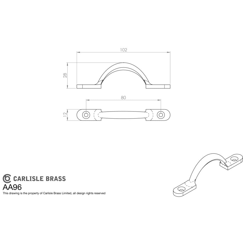 This image is a line drwaing of a Carlisle Brass - Sash Handle - Satin Chrome available to order from Trade Door Handles in Kendal