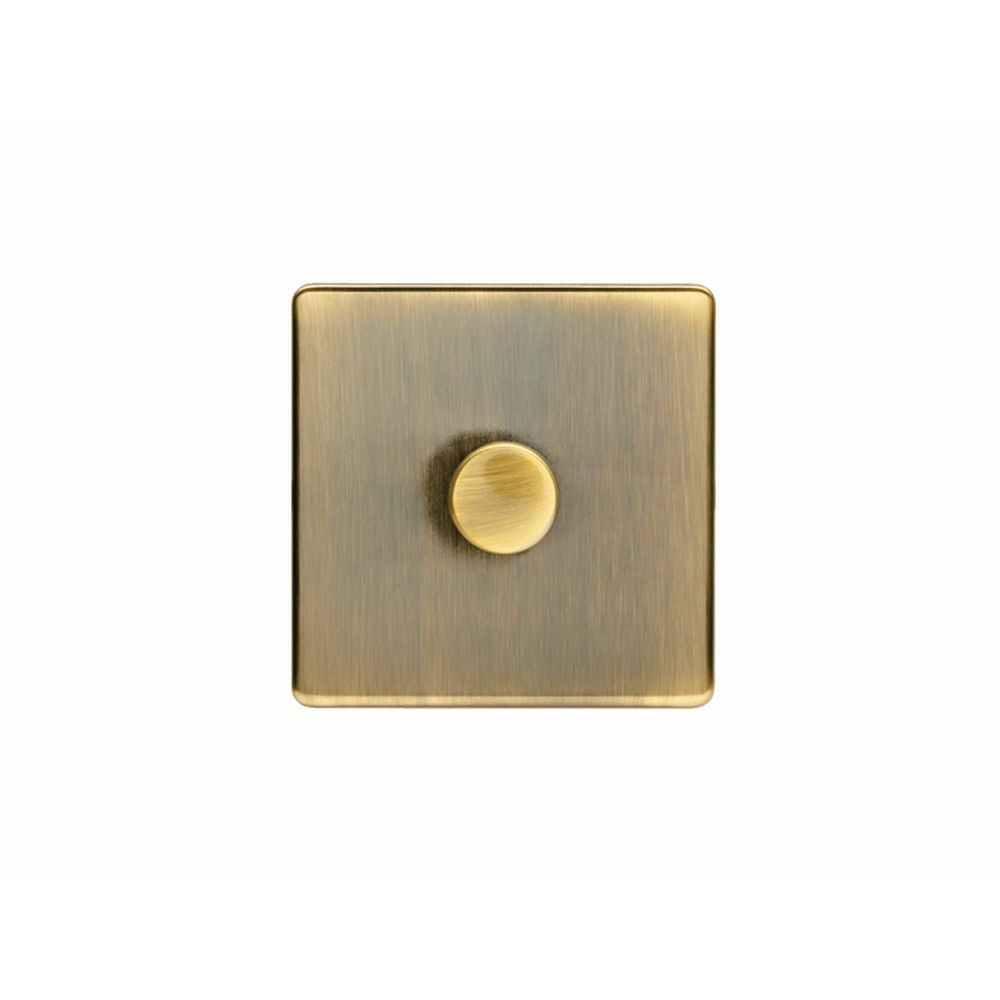 This is an image showing Eurolite Concealed 3mm 1 Gang Dimmer - Antique Brass (With Black Trim) ab1d400 available to order from trade door handles, quick delivery and discounted prices.