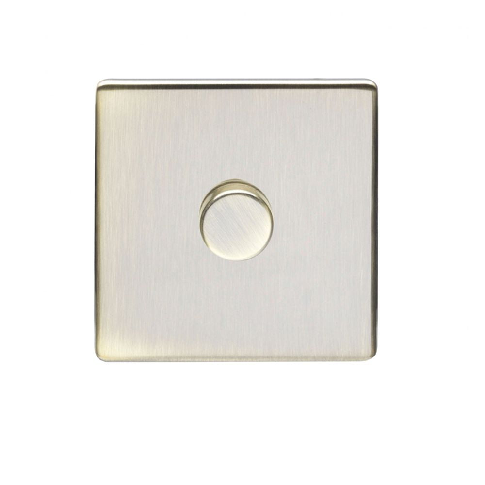 This is an image showing Eurolite Concealed 3mm 1 Gang Dimmer - Antique Brass (With Black Trim) ab1dled available to order from trade door handles, quick delivery and discounted prices.