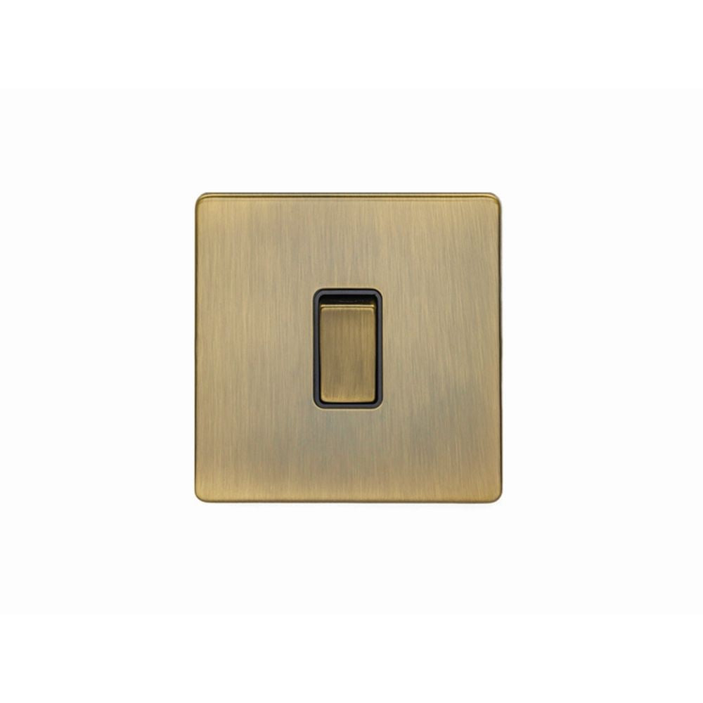 This is an image showing Eurolite Concealed 3mm 1 Gang Switch - Antique Brass (With Black Trim) ab1swb available to order from trade door handles, quick delivery and discounted prices.