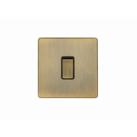 This is an image showing Eurolite Concealed 3mm 1 Gang Switch - Antique Brass (With Black Trim) ab1swb available to order from trade door handles, quick delivery and discounted prices.