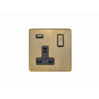 This is an image showing Eurolite Concealed 3mm 1 Gang USB Socket - Antique Brass (With Black Trim) ab1usbb available to order from trade door handles, quick delivery and discounted prices.