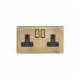 This is an image showing Eurolite Concealed 3mm 2 Gang Socket - Antique Brass (With Black Trim) ab2sob available to order from trade door handles, quick delivery and discounted prices.