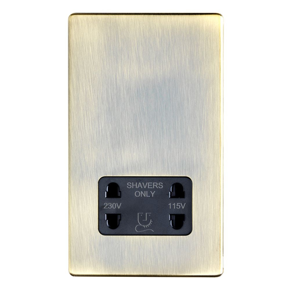 This is an image showing Eurolite Concealed 3mm Shaver Socket - Antique Brass (With Black Trim) abshsb available to order from trade door handles, quick delivery and discounted prices.