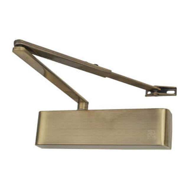 This is an image of Atlantic Premium Grade Door Closer -max 110kg,DDA,Adj,Slimline - Antique Brass available to order from Trade Door Handles