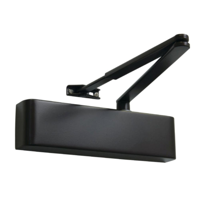 This is an image of Atlantic Premium Grade Door Closer -max 110kg,DDA,Adj,Slimline - Matt Black available to order from Trade Door Handles