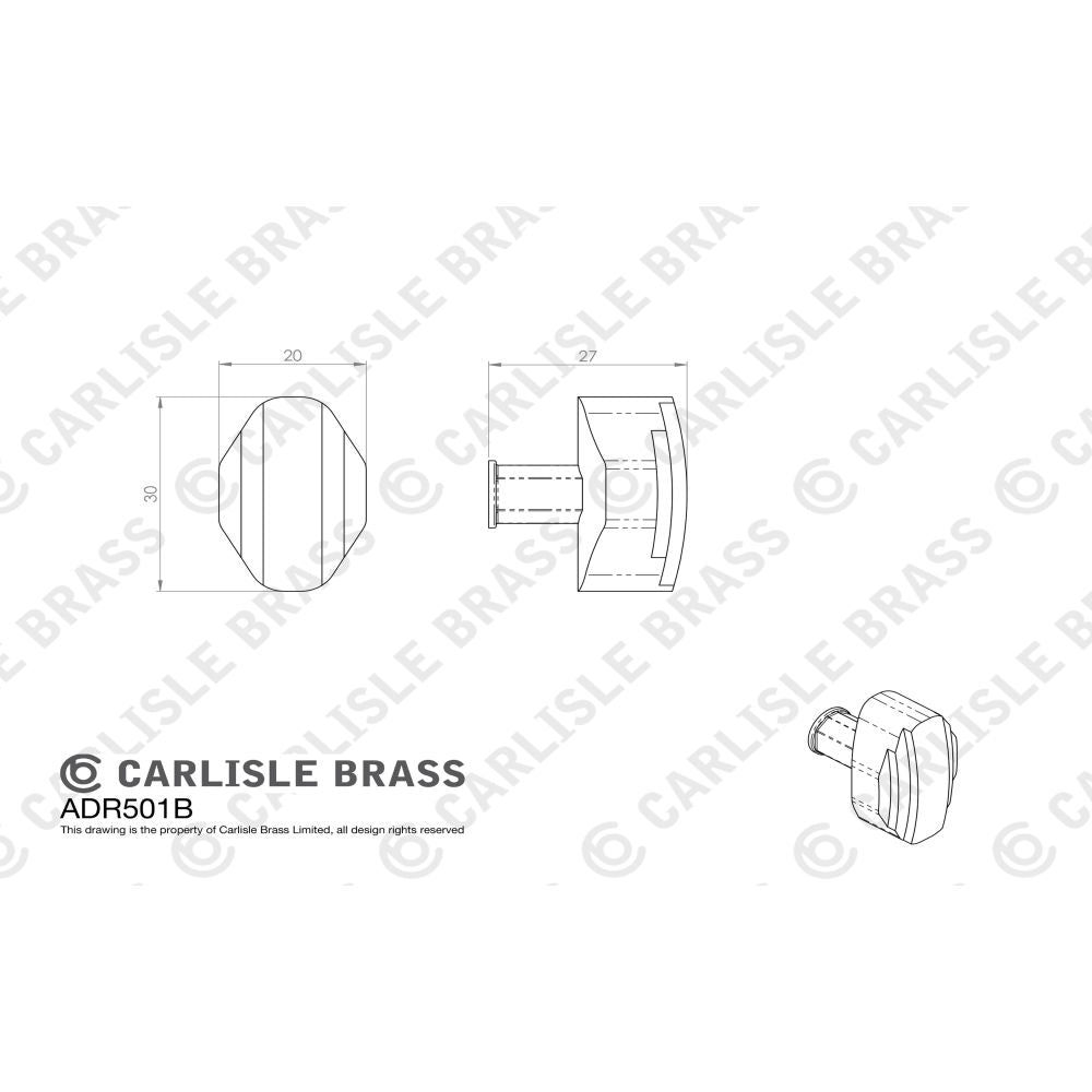 This image is a line drwaing of a Carlisle Brass - Art Deco Knob - Satin Nickel available to order from Trade Door Handles in Kendal