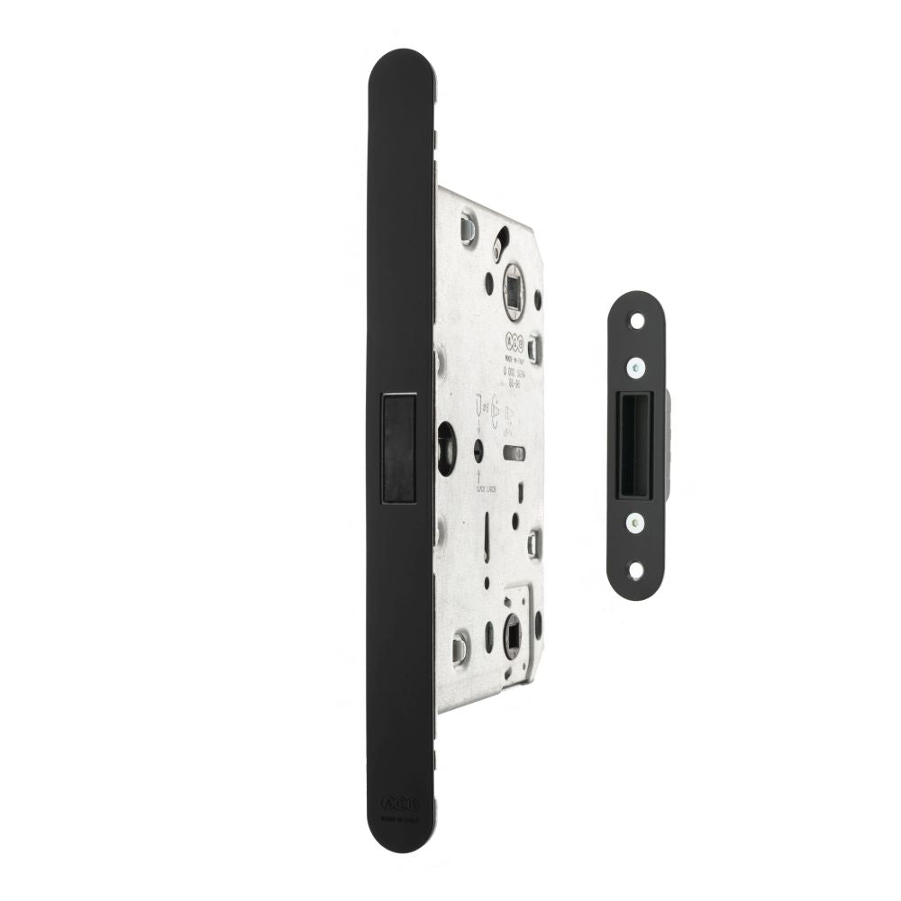 High quality image of AGB Revolution XT Magnetic Bathroom Lock 60mm backset - Matt Black | Sku. agbmlwcmb | available to order from Trade Door Handles in Kendal.