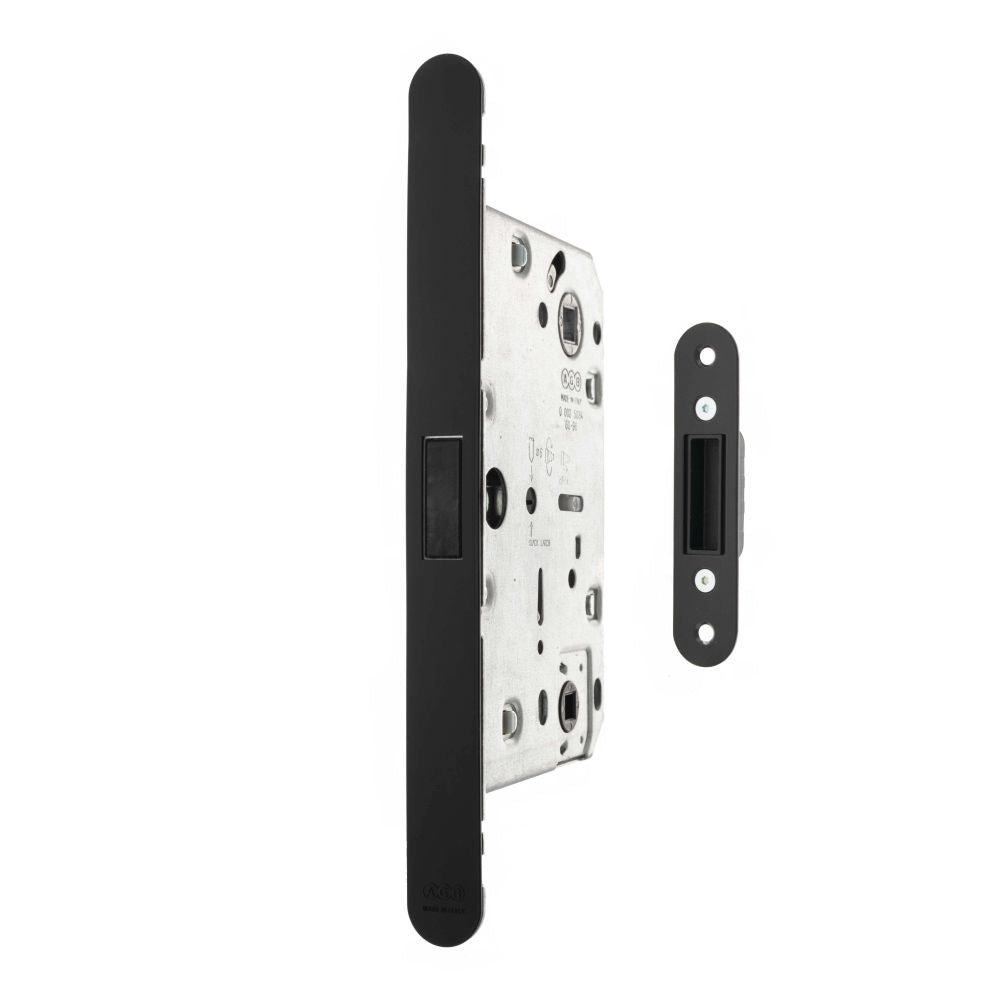 High quality image of AGB Revolution XT Magnetic Bathroom Lock 60mm backset - Matt Black | Sku. agbmlwcmb available to order from Trade Door Handles in Kendal.
