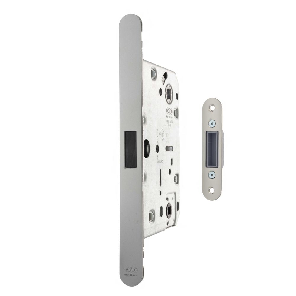 High quality image of AGB Revolution XT Magnetic Bathroom Lock 60mm backset - Satin Chrome | Sku. agbmlwcsc available to order from Trade Door Handles in Kendal.