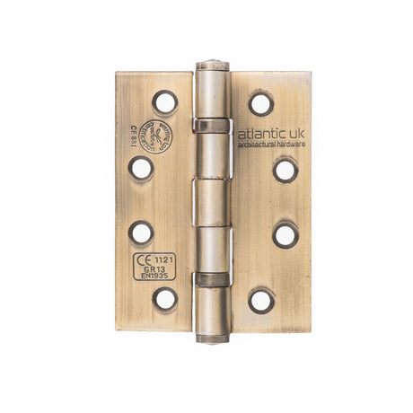 This is an image of Atlantic Ball Bearing Hinges Grade 13 Fire Rated 4" x 3" x 3mm - Matt Antique Br available to order from Trade Door Handles