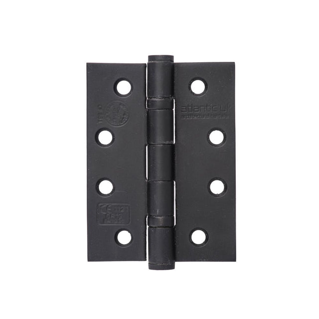 This is an image of Atlantic Ball Bearing Hinges Grade 13 Fire Rated 4" x 3" x 3mm - Matt Black available to order from Trade Door Handles.