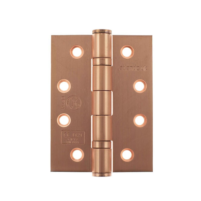 This is an image of Atlantic Ball Bearing Hinges Grade 13 Fire Rated 4" x 3" x 3mm - Urban Satin Cop available to order from Trade Door Handles