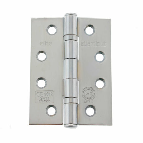 This is an image of Atlantic Ball Bearing Hinges Grade 11 Fire Rated 4" x 3" x 2.5mm - Polished Chro available to order from Trade Door Handles.