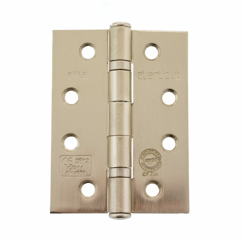 High quality image of Atlantic Ball Bearing Hinges Grade 11 Fire Rated 4" x 3" x 2.5mm - Satin Nickel | Sku. ahg111433sn | available to order from Trade Door Handles in Kendal.