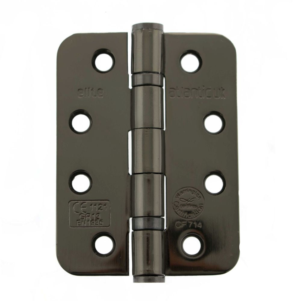 High quality image of Atlantic Radius Corner Ball Bearing Hinges 4" X 3" X 3mm - Black Nickel | Sku. ahr1433bn | available to order from Trade Door Handles in Kendal.
