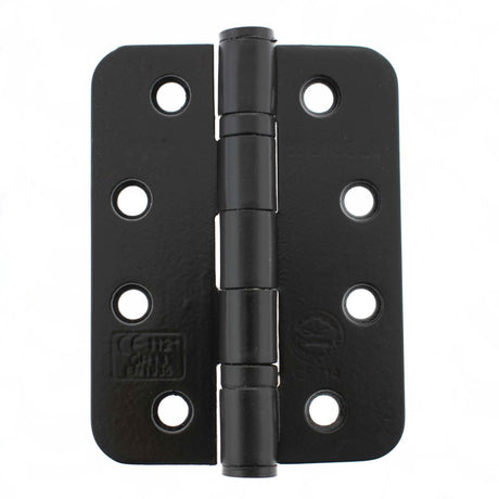 This is an image of Atlantic Radius Corner Ball Bearing Hinges 4" X 3" X 3mm - Matt Black available to order from Trade Door Handles.