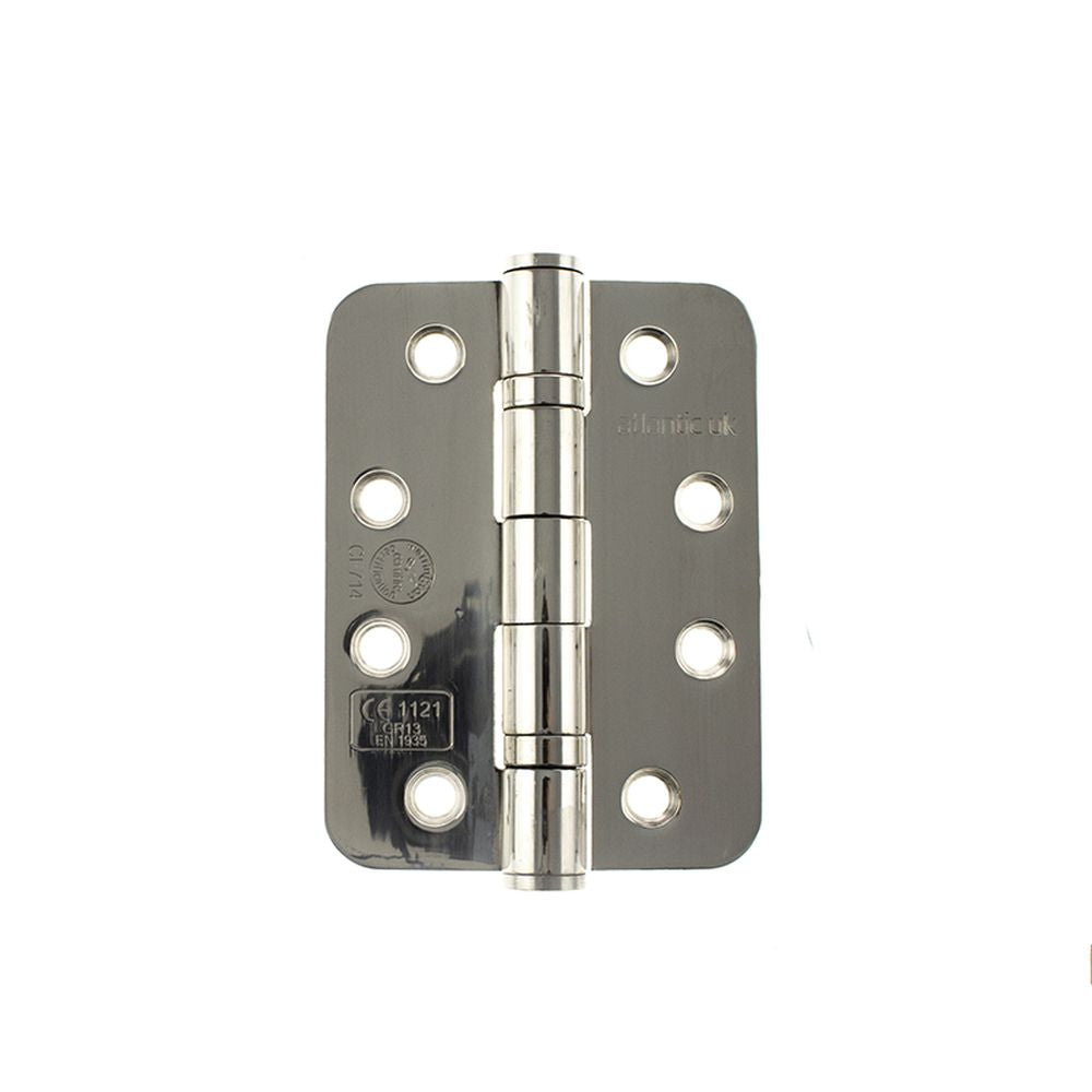 High quality image of Atlantic Radius Corner Ball Bearing Hinges 4" X 3" X 3mm set of 3 - Polished Sta | Sku. ahr1433pss3 | available to order from Trade Door Handles in Kendal.