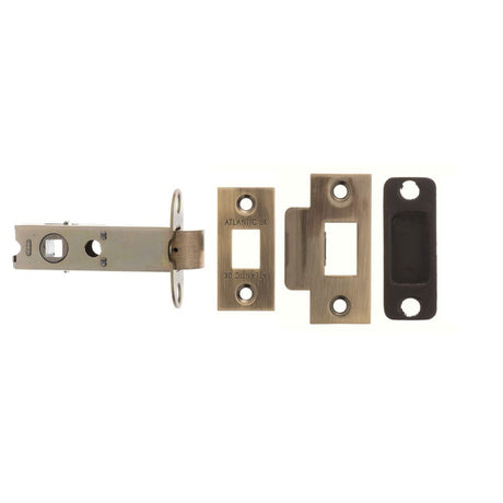 This is an image of Atlantic Heavy Duty Bolt Through Tubular Latch 3" - Antique Brass available to order from Trade Door Handles.