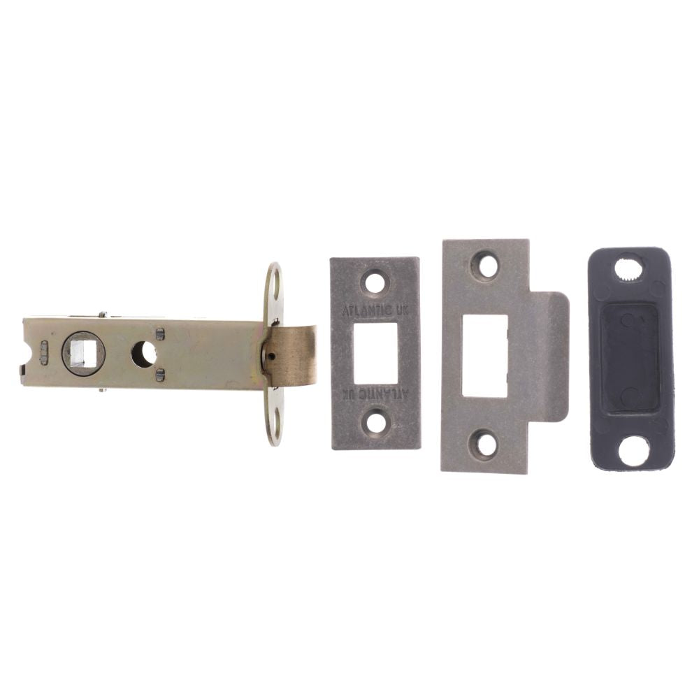 This is an image of Atlantic Heavy Duty Bolt Through Tubular Latch 3" - Distressed Silver available to order from Trade Door Handles.