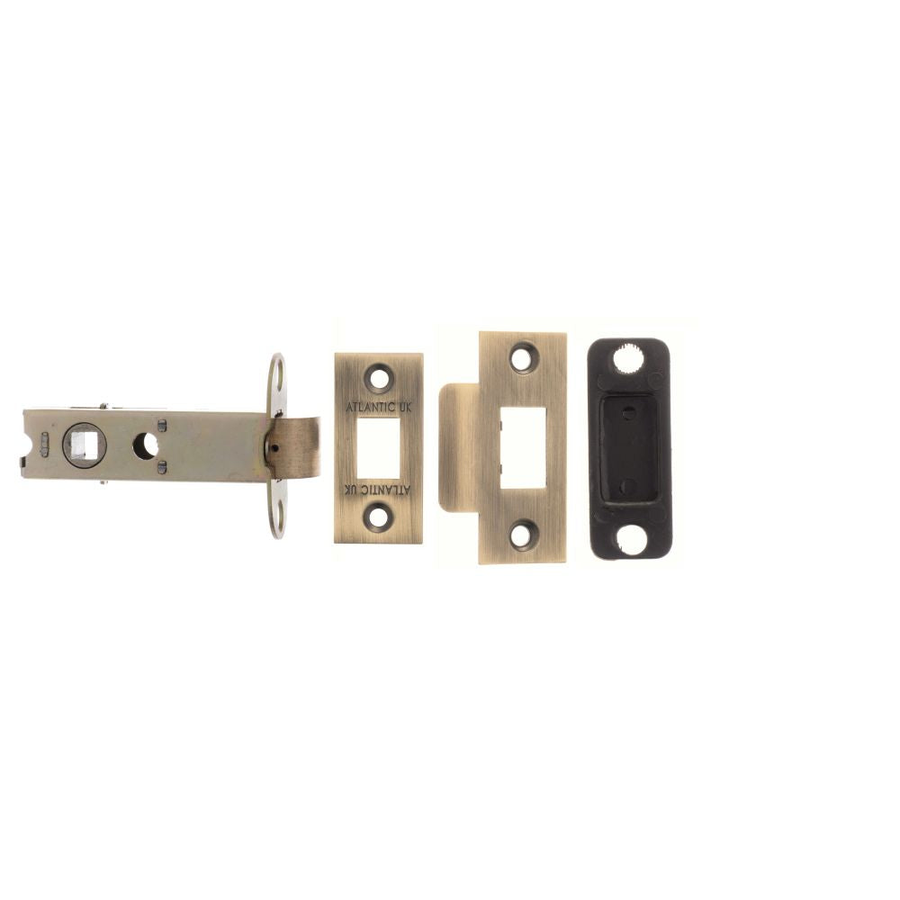 This is an image of Atlantic Heavy Duty Bolt Through Tubular Latch 3" - Matt Antique Brass available to order from Trade Door Handles.