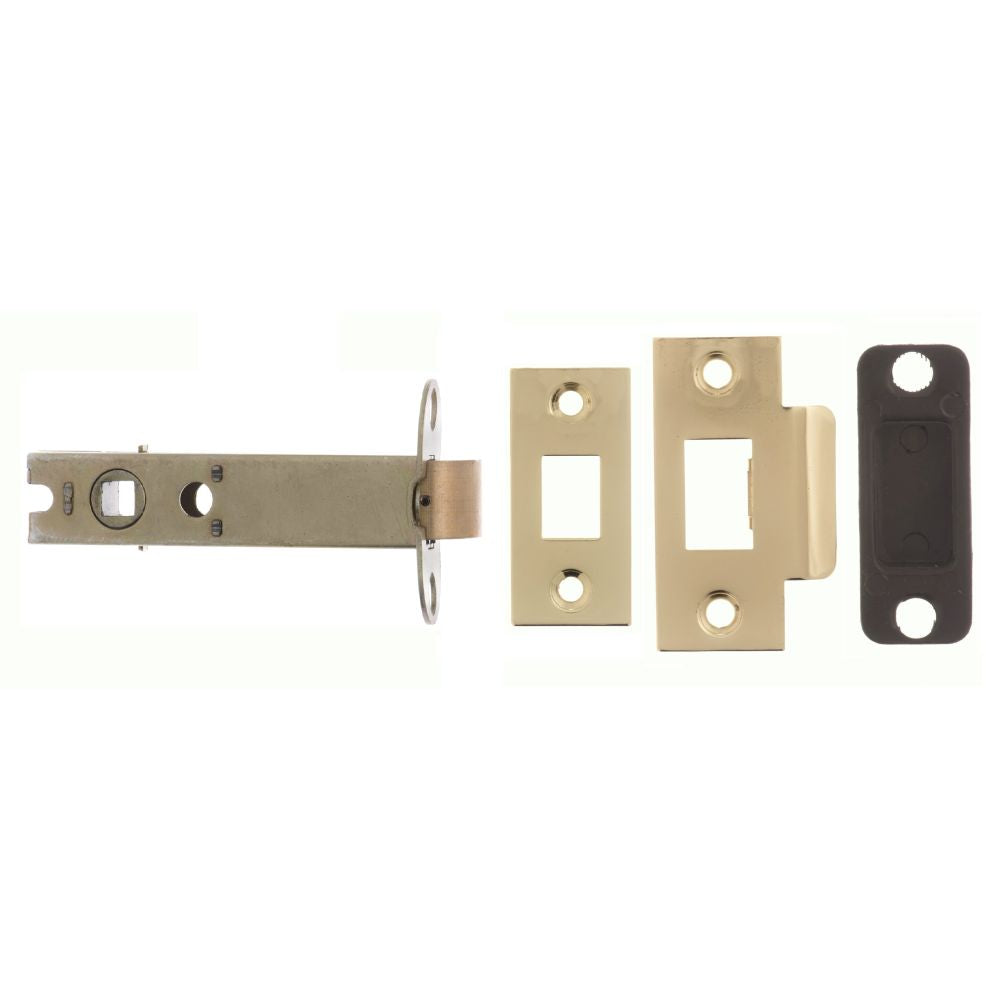 This is an image of Atlantic Heavy Duty Bolt Through Tubular Latch 4" - Polished Brass available to order from Trade Door Handles.