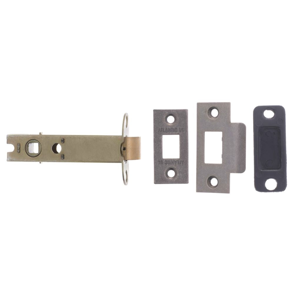 This is an image of Atlantic Heavy Duty Bolt Through Tubular Latch 4" - Distressed Silver available to order from Trade Door Handles.