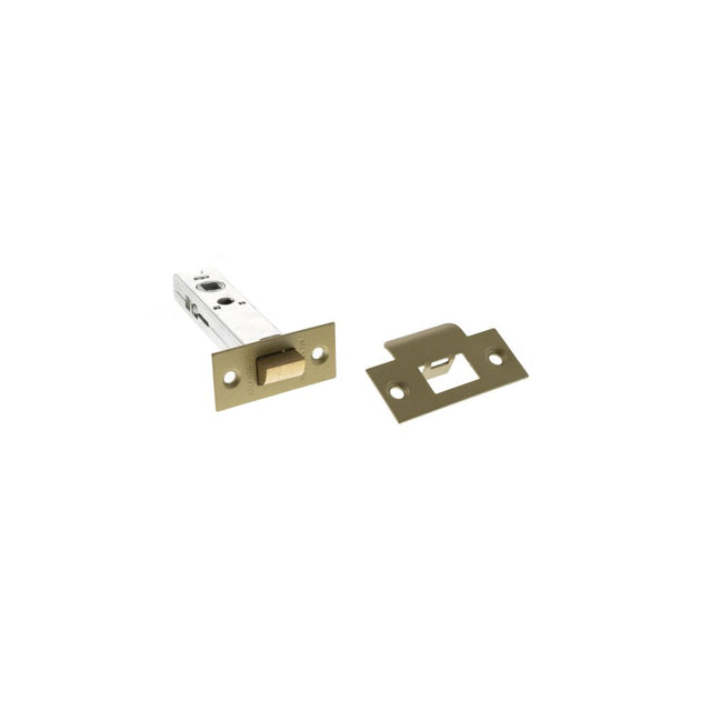 This is an image of Atlantic Heavy Duty Bolt Through Tubular Latch 4" - Satin Brass available to order from Trade Door Handles.