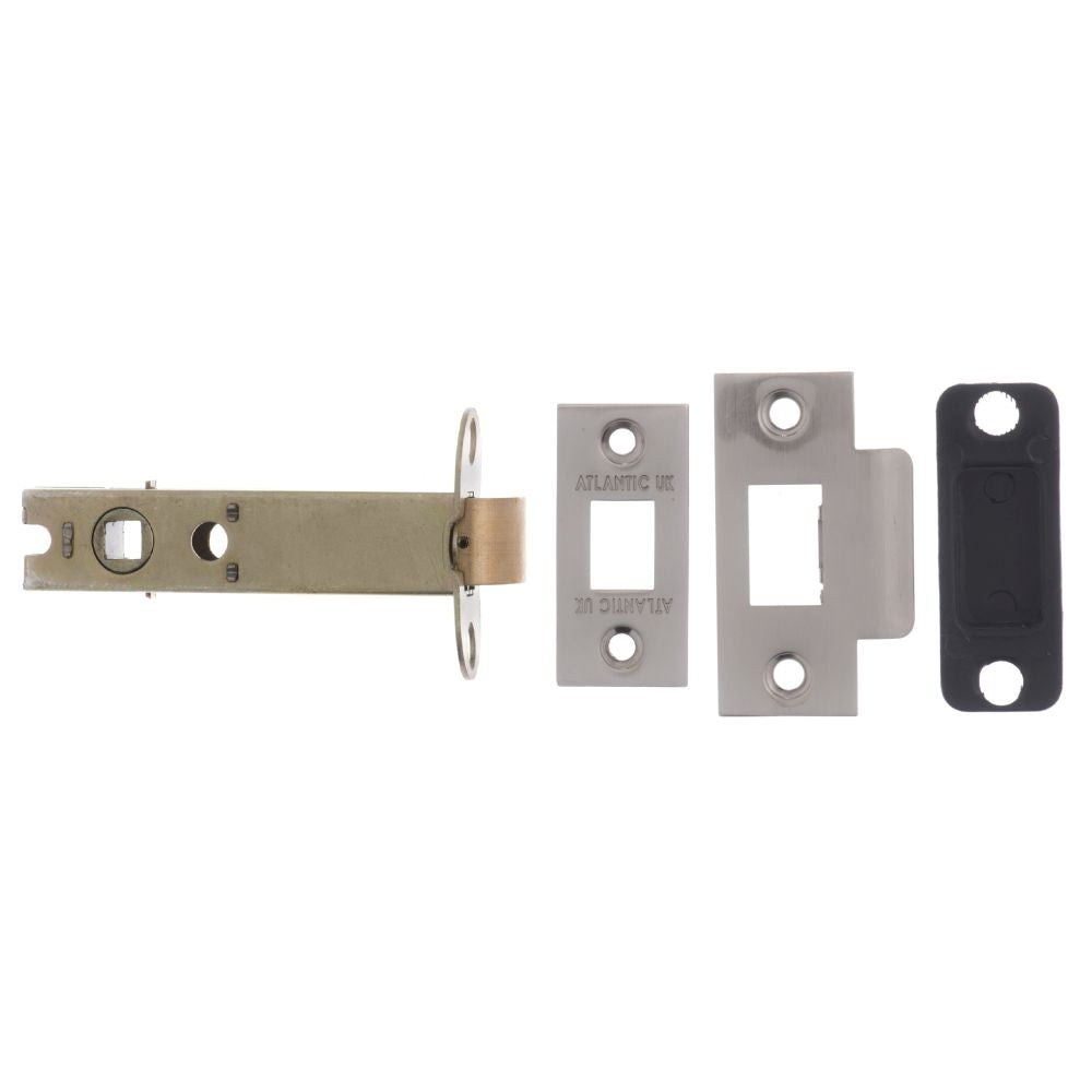 This is an image of Atlantic Heavy Duty Bolt Through Tubular Latch 4" - Satin Nickel available to order from Trade Door Handles.