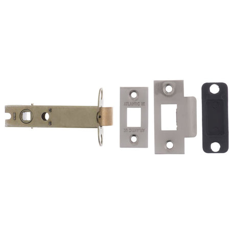 This is an image of Atlantic Heavy Duty Bolt Through Tubular Latch 4" - Satin Nickel available to order from Trade Door Handles.