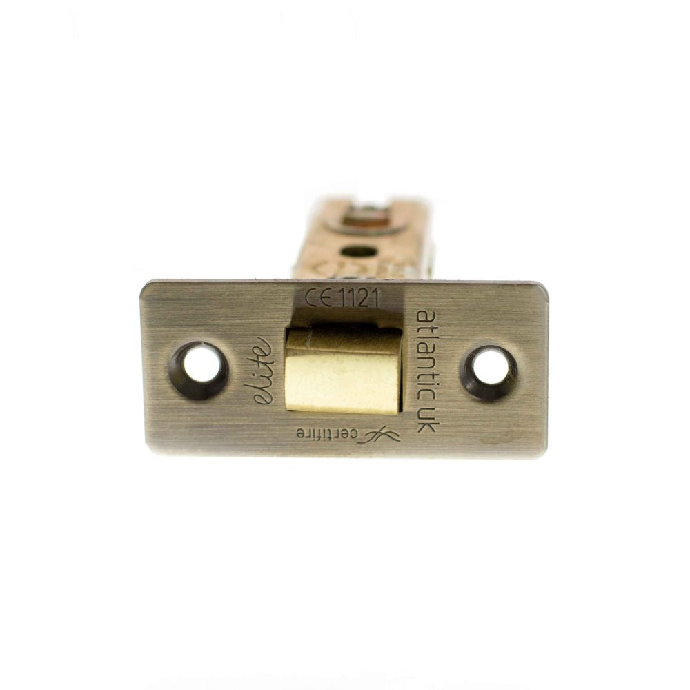 High quality image of Atlantic Fire-Rated CE Marked Bolt Through Tubular Latch 2.5" - Antique Brass | Sku. alce25ab | available to order from Trade Door Handles in Kendal.