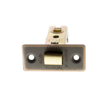 High quality image of Atlantic Fire-Rated CE Marked Bolt Through Tubular Latch 2.5" - Antique Copper | Sku. alce25ac | available to order from Trade Door Handles in Kendal.