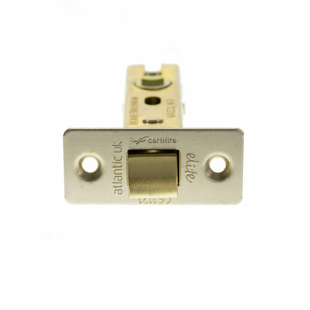 High quality image of Atlantic Fire-Rated CE Marked Bolt Through Tubular Latch 2.5" - Satin Nickel | Sku. alce25sn | available to order from Trade Door Handles in Kendal.